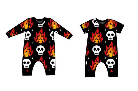 Skull Flames Overhead Sleepsuit